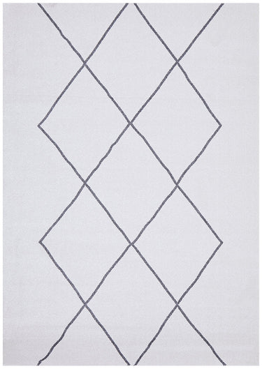 Lola Paradise Cream & Grey Modern Diamond Pattern Rug